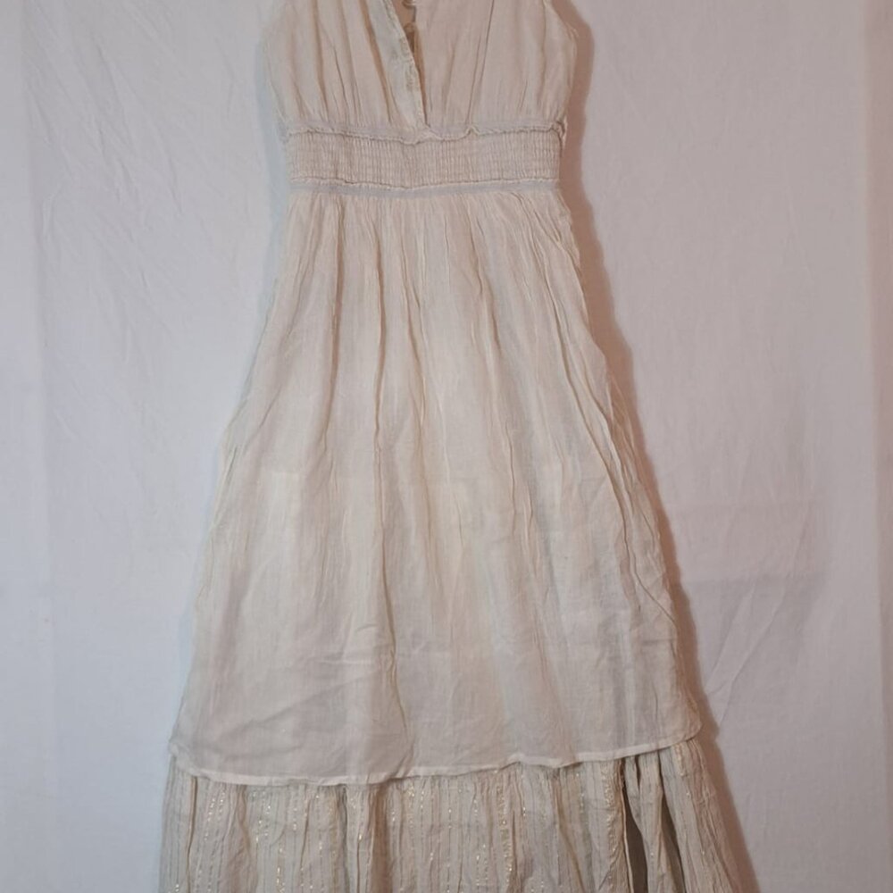 Anthropologie Cream and Gold Maxi Dress - Picture 14 of 16